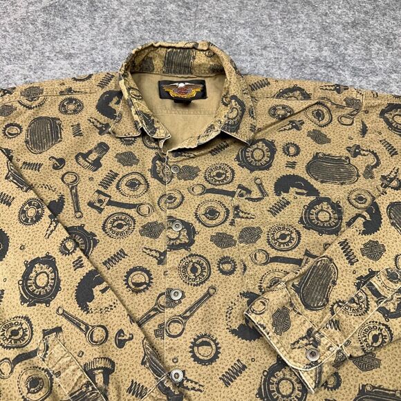 Harley-Davidson Other - Harley Davison Shirt Mens Large All Over Print Motorcycle Parts Casual
